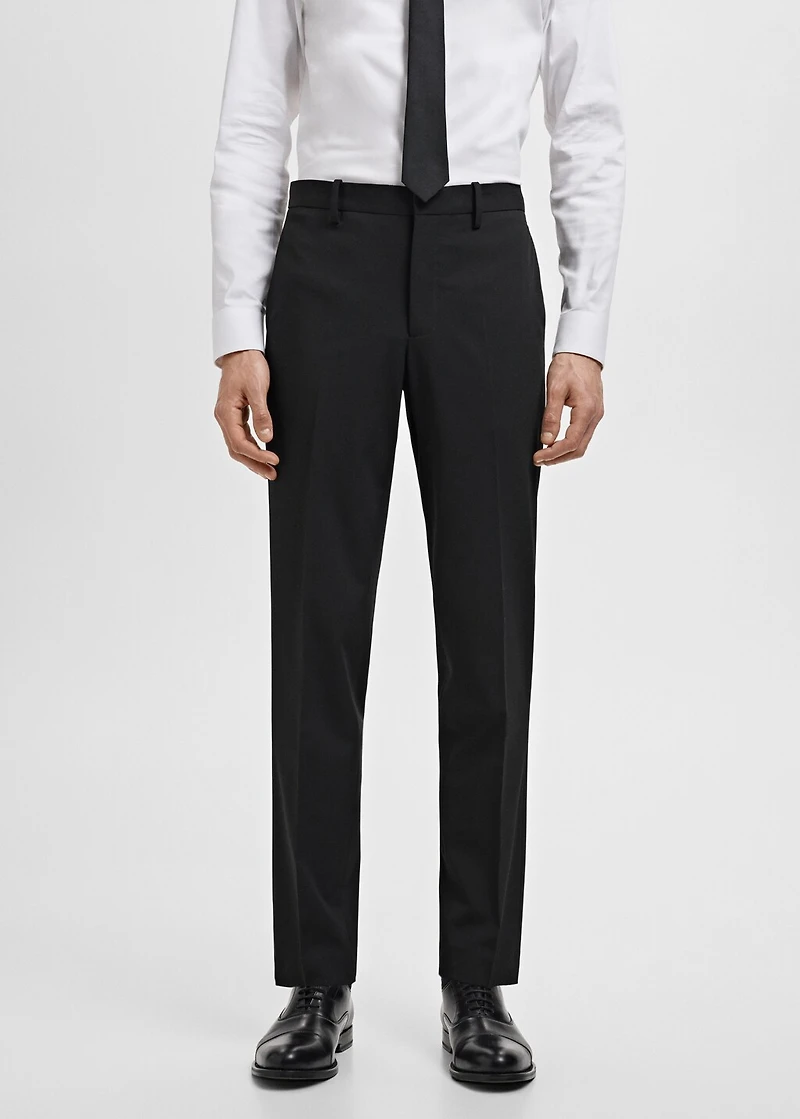 Stretch fabric super slim-fit suit trousers