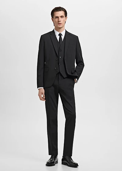 Stretch fabric super slim-fit suit trousers