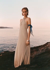 Long halter wrap dress