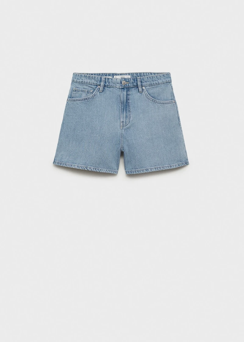 High-waisted straight-fit denim shorts