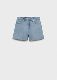 High-waisted straight-fit denim shorts