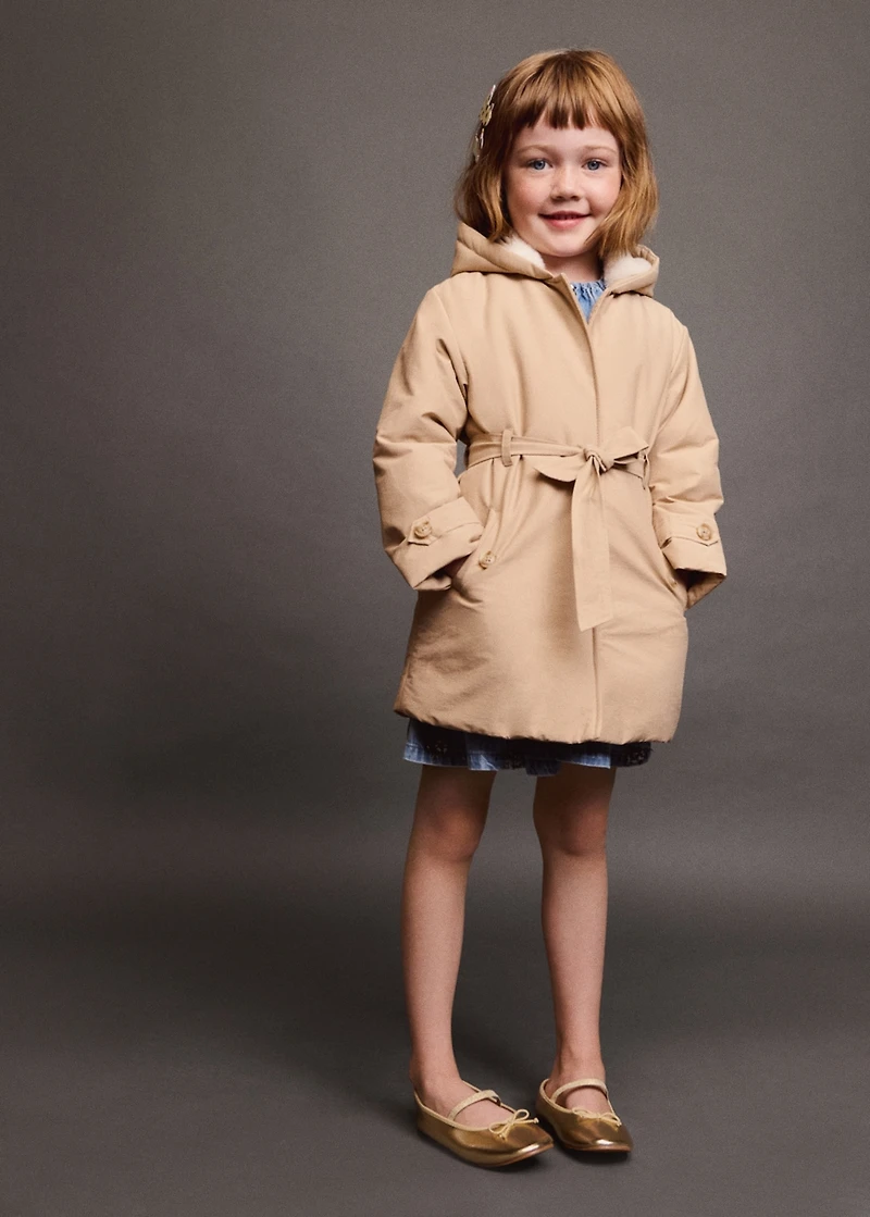 Trench coat with fur lining