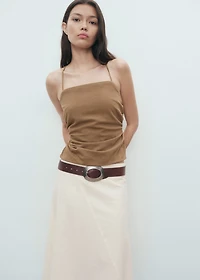 Asymmetrical cotton midi-skirt