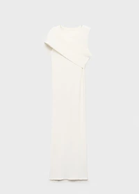 Ribbed dress with asymmetrical sleeves