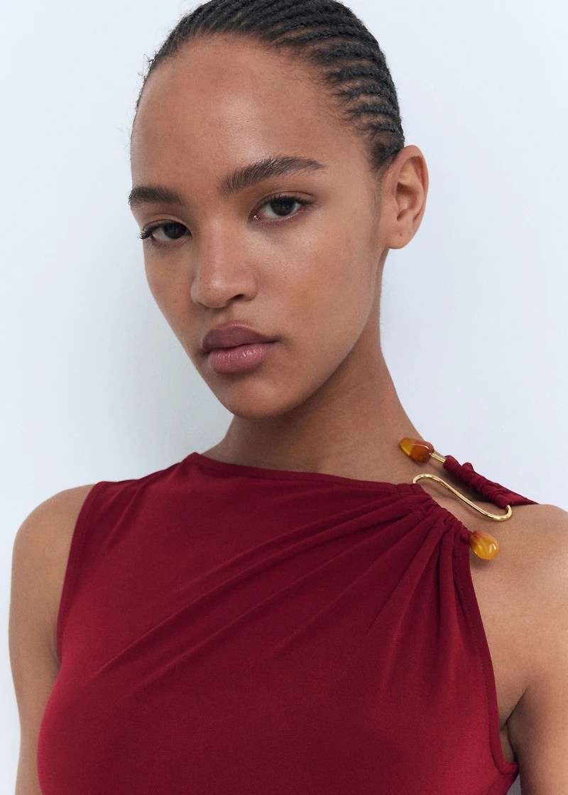 Draped dress with jewel detail