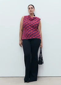 Printed blouse with draped collar