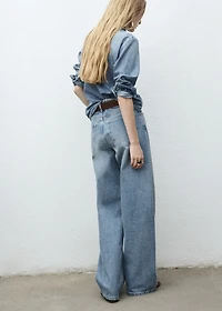 Denim shirt with bow