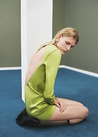 Open-back satin-effect dress