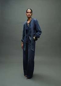 Denim shirt with bow