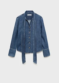Denim shirt with bow