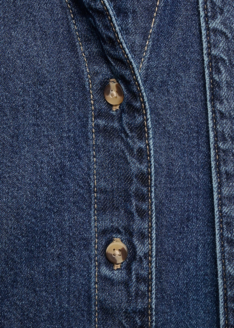 Denim shirt with bow