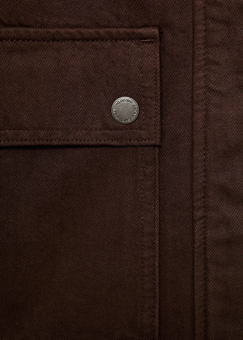 Denim parka with faux-effect collar