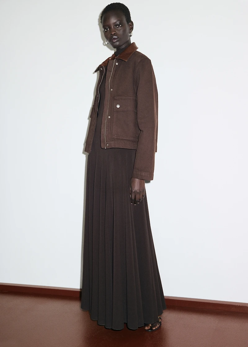 Denim parka with faux-effect collar