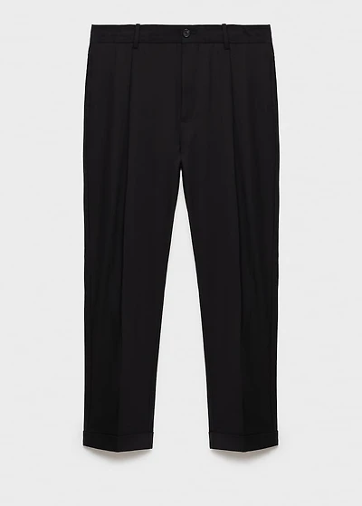 Regular-fit pleated flannel pants