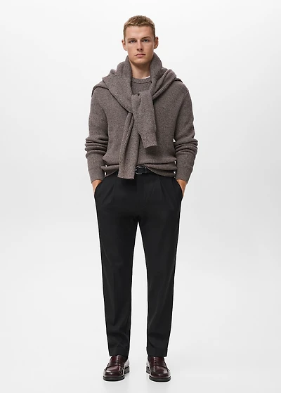 Regular-fit pleated flannel pants