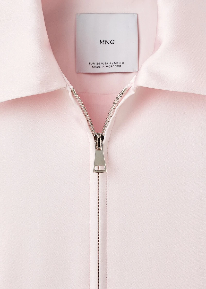 Satin jacket with zipper