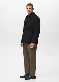 Wool double-breasted coat with buttons