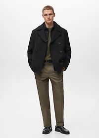 Wool double-breasted coat with buttons