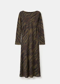 Satin animal-print dress