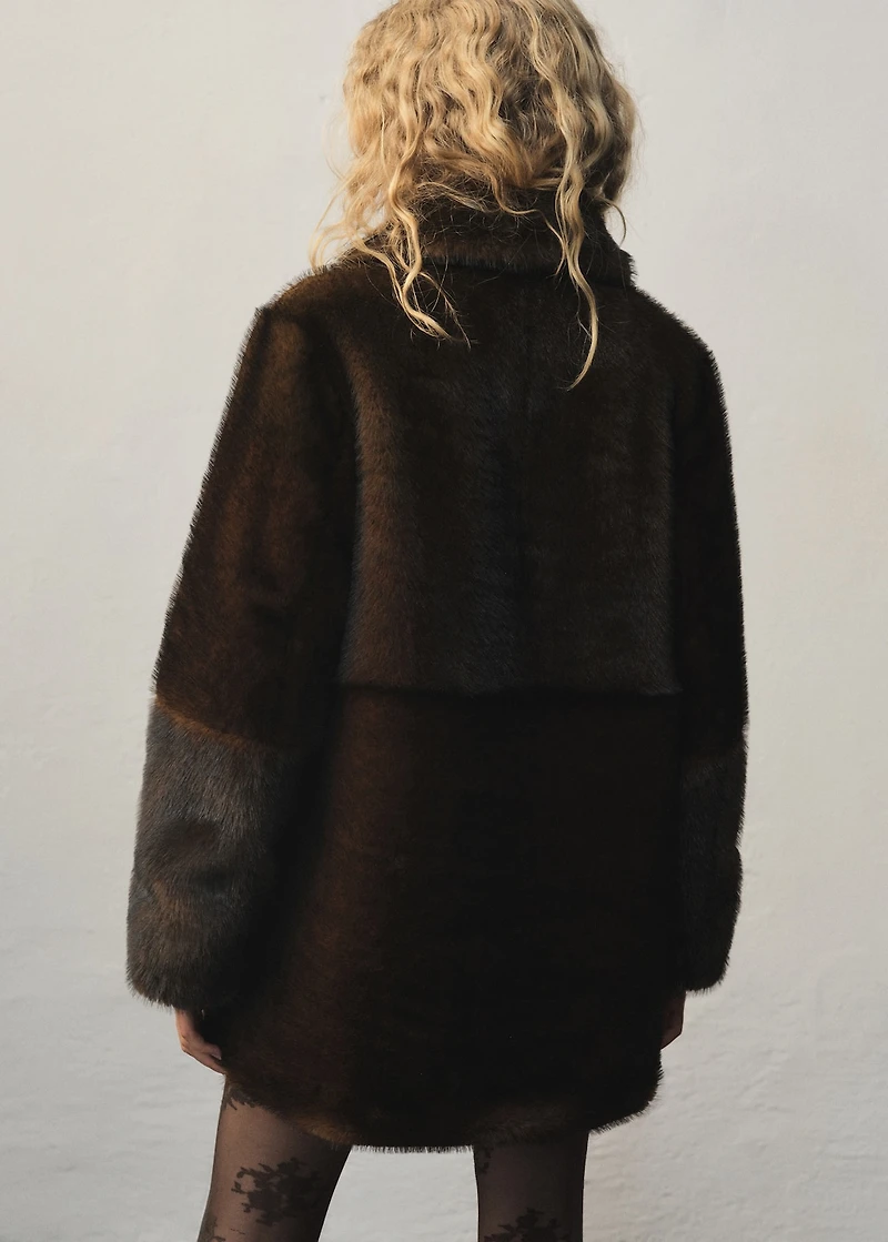 Midi faux fur effect coat