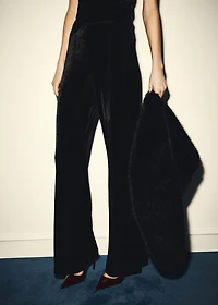 Velvet pants with seam detail