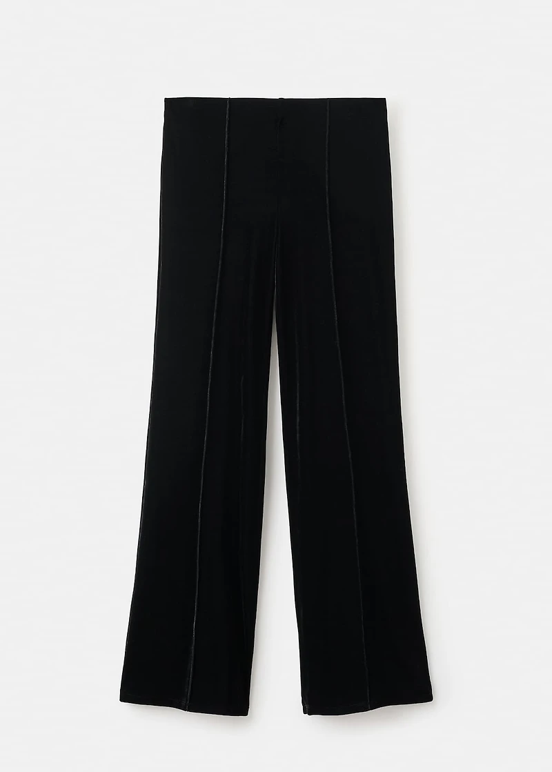 Velvet pants with seam detail
