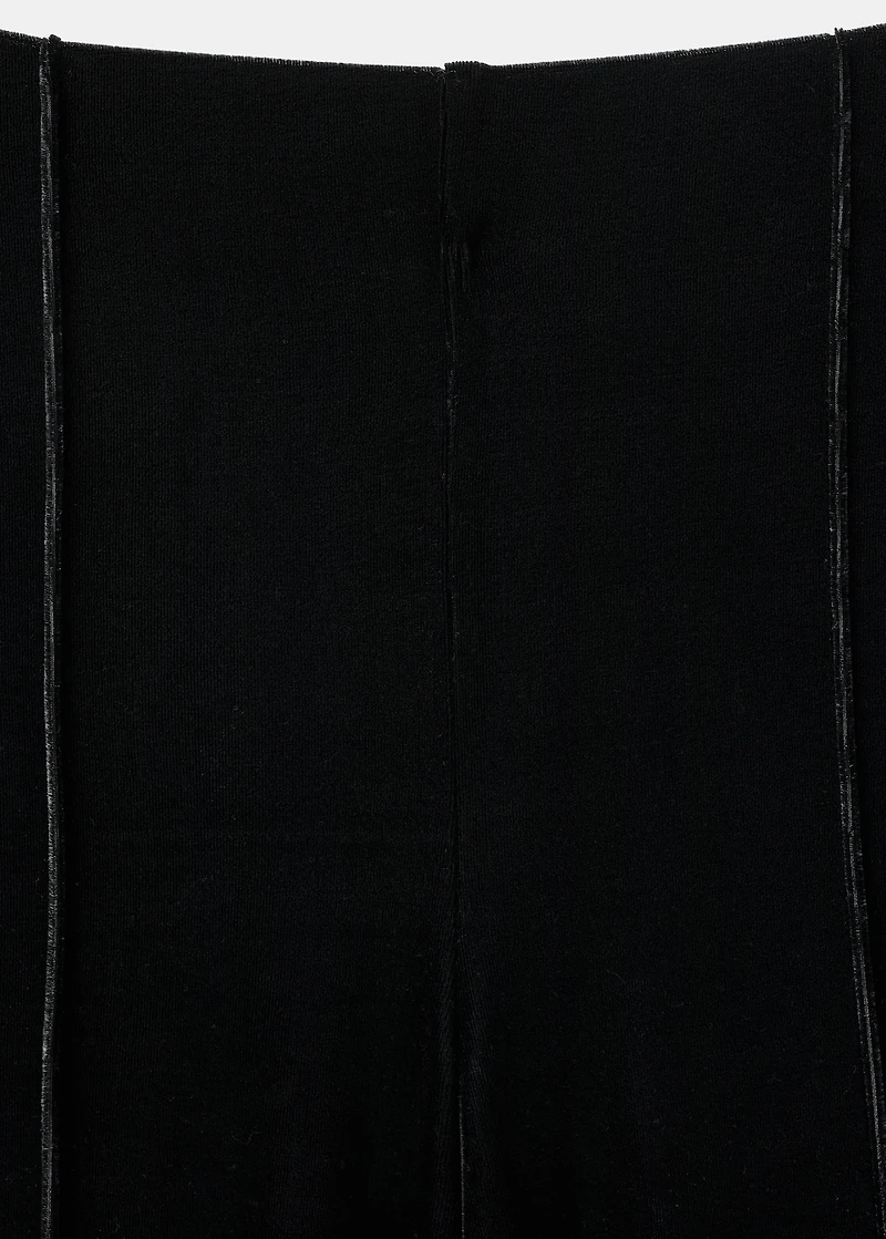Velvet pants with seam detail
