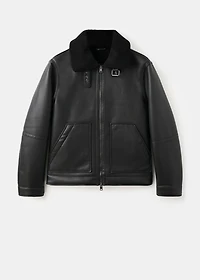Faux-leather fleece jacket