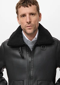 Faux-leather fleece jacket