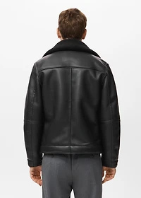 Faux-leather fleece jacket