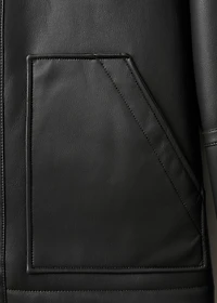 Faux-leather fleece jacket
