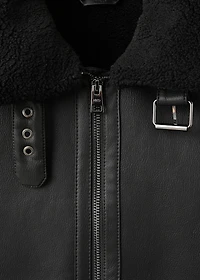 Faux-leather fleece jacket
