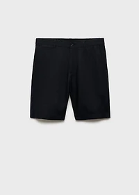 Slim-fit 100% linen bermuda shorts
