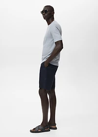 Slim-fit 100% linen bermuda shorts