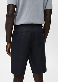 Slim-fit 100% linen bermuda shorts