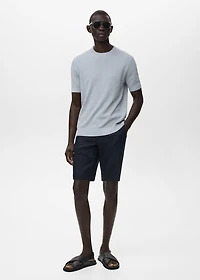 Slim-fit 100% linen bermuda shorts