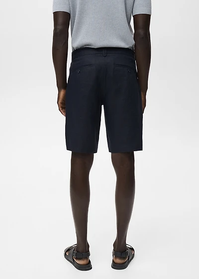 Slim-fit 100% linen bermuda shorts