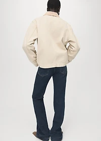 Denim barn jacket with contrasting collar