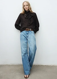 Straight-leg jeans with floral pattern