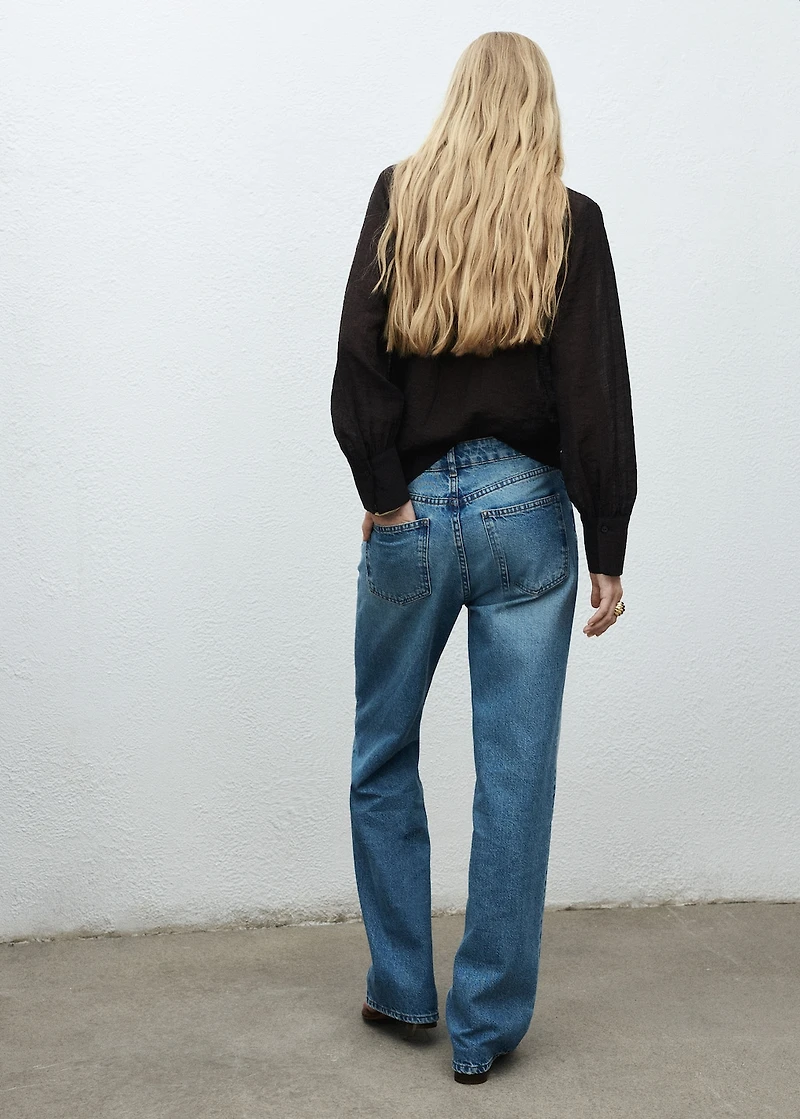 Straight-leg jeans with floral pattern