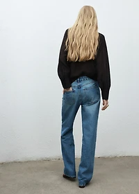 Straight-leg jeans with floral pattern