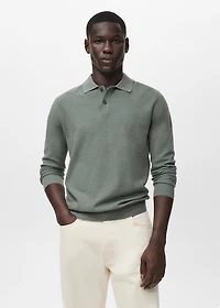 Micro-structured cotton polo shirt