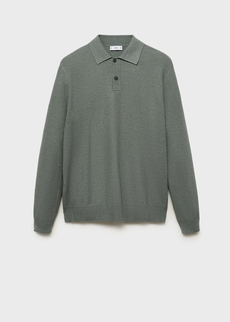 Micro-structured cotton polo shirt