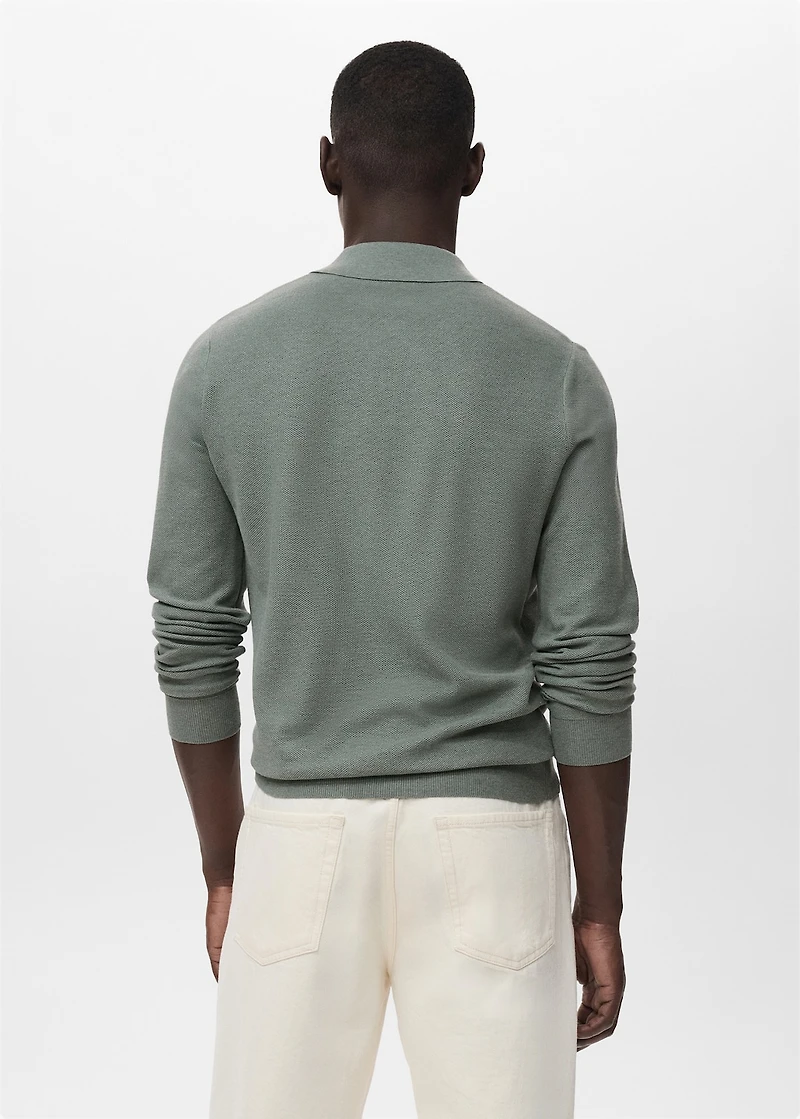 Micro-structured cotton polo shirt