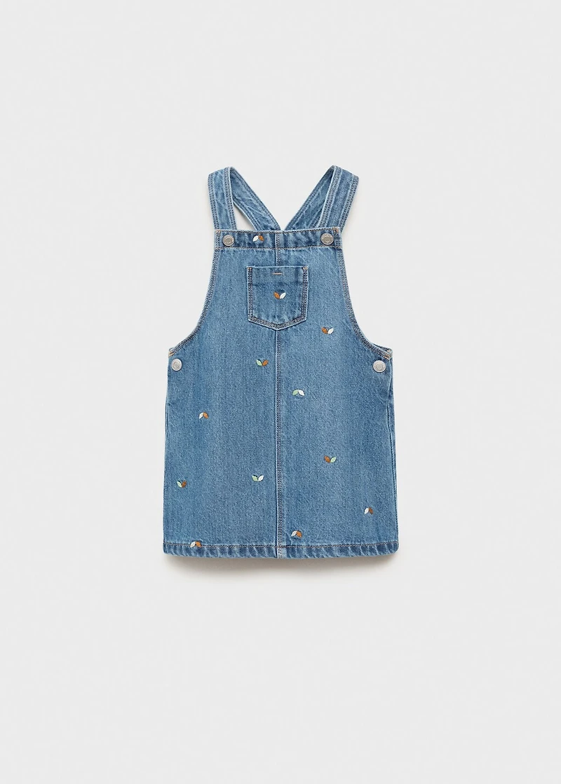 Embroidered denim pinafore dress