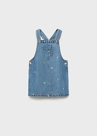 Embroidered denim pinafore dress