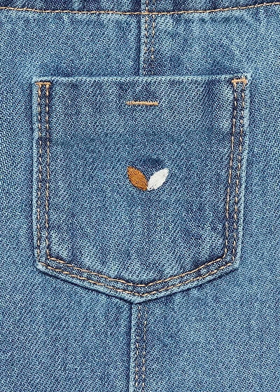 Embroidered denim pinafore dress