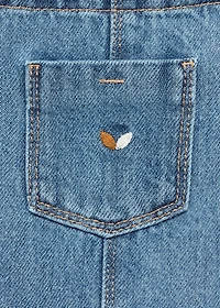 Embroidered denim pinafore dress