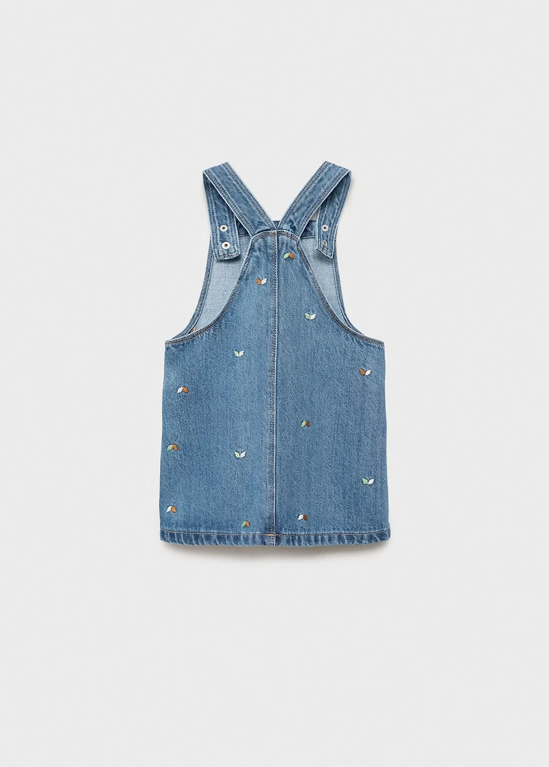 Embroidered denim pinafore dress