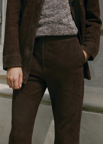 100% suede flared pants